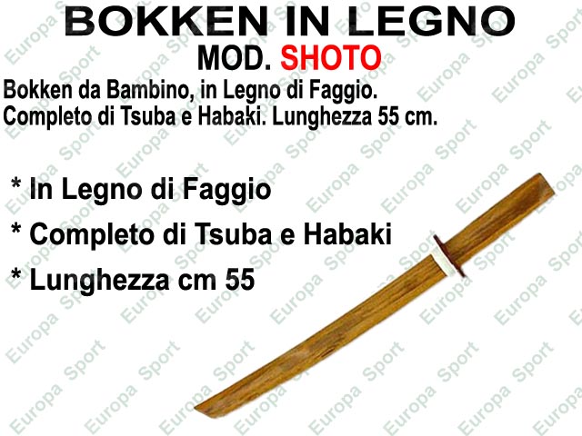 BOKKEN IN LEGNO DI FAGGIO - CM. 55 MOD. SHOTO
