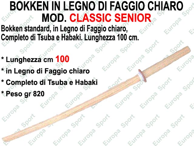BOKKEN IN LEGNO DI FAGGIO CHIARO - CM. 100 MOD. CLASSIC SENIOR