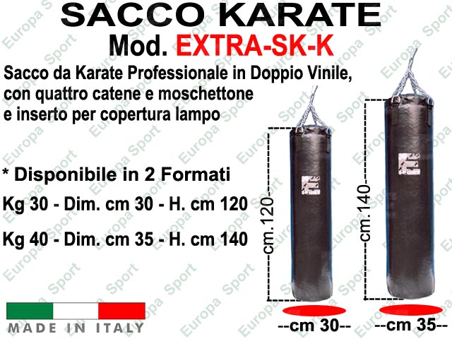 SACCO KARATE IN DOPPIO VINILE CON CATENA E MOSCHETTONE MOD. EXTRA SK-K - Made Italy