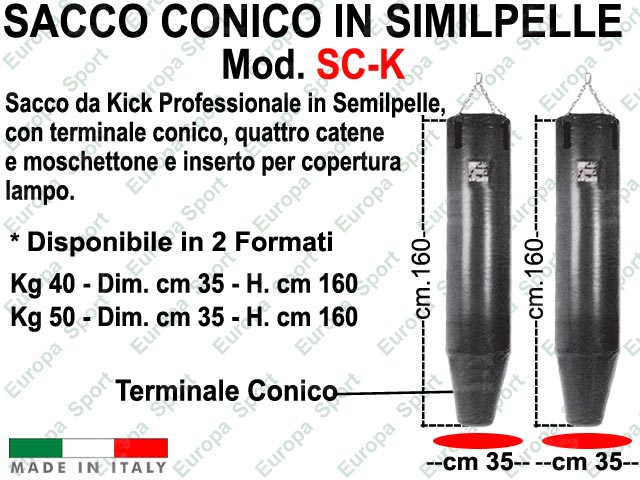 SACCO CONICO IN SIMILPELLE CON CATENA E MOSCHETTONE MOD. SC-K - Made Italy