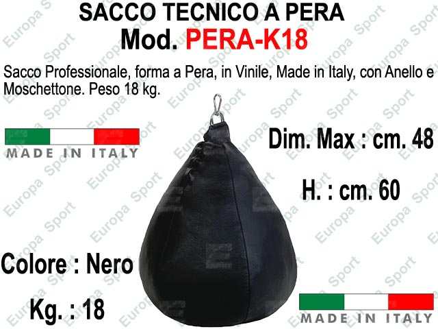 SACCO TECNICO IN DOPPIO VINILE H. CM. 60 - KG. 18 MOD. PERA-K18 - Made Italy
