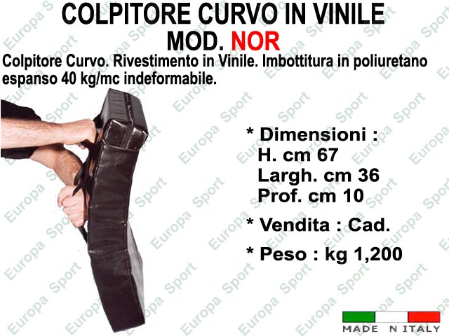 COLPITORE CURVO IN VINILE COL. NERO MOD. NOR - Made Italy