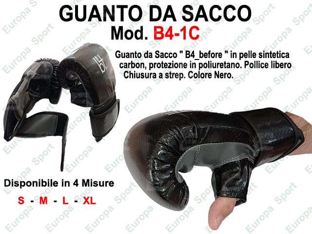 GUANTI DA SACCO IN CARBON CON STREP - NERO - MOD. B4-1C