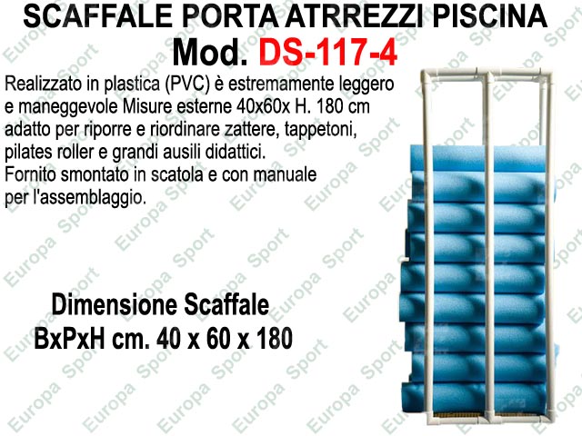 SCAFFALE PORTA ATTREZZI PISCINA - DIM. CM. 40x60x180 H.  MOD. DS-117-4