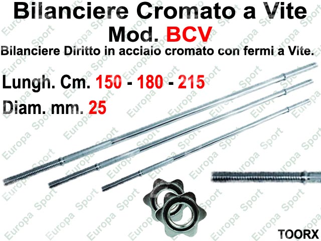 BILANCIERE DIRITTO IN ACCIAIO CON FERMI A VITE DIAM. MM. 25 TOORX  MOD. BCV