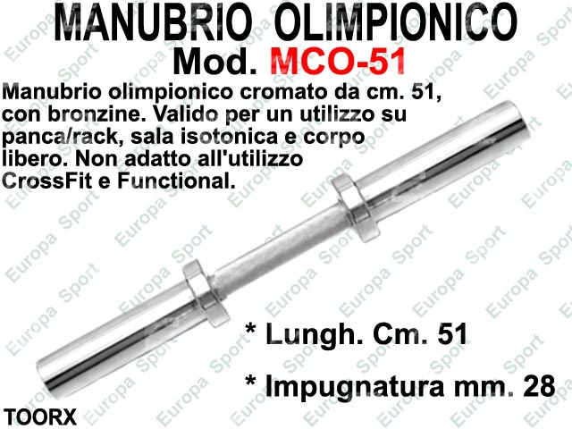 MANUBRIO OLIMPIONICO CM. 51 IN ACCIAIO DIAM. MM. 50 TOORX  MOD. MCO-51