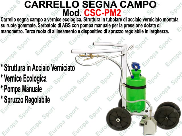 CARRELLO SEGNA CAMPO A VERNICE ATOSSICA CON POMPA MANUALE  MOD. CSC-PM2