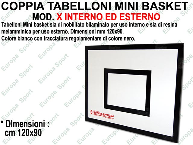COPPIA TABELLONI MINI BASKET X INTERNO / ESTERNO