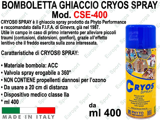 BOMBOLETTA GHIACCIO CRYOS SPRAY - ML 400 - MOD. CSE-400