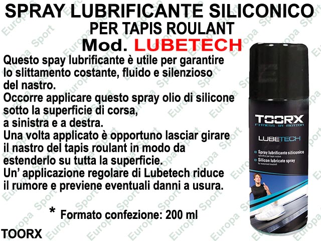 SPRAY LUBRIFICANTE SILICONICO PER TAPIS ROULANT MOD LUBETECH